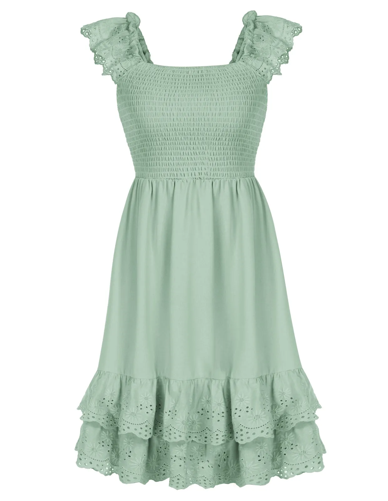 Sleeveless Smocked Bodice Tiered A-Line Dress