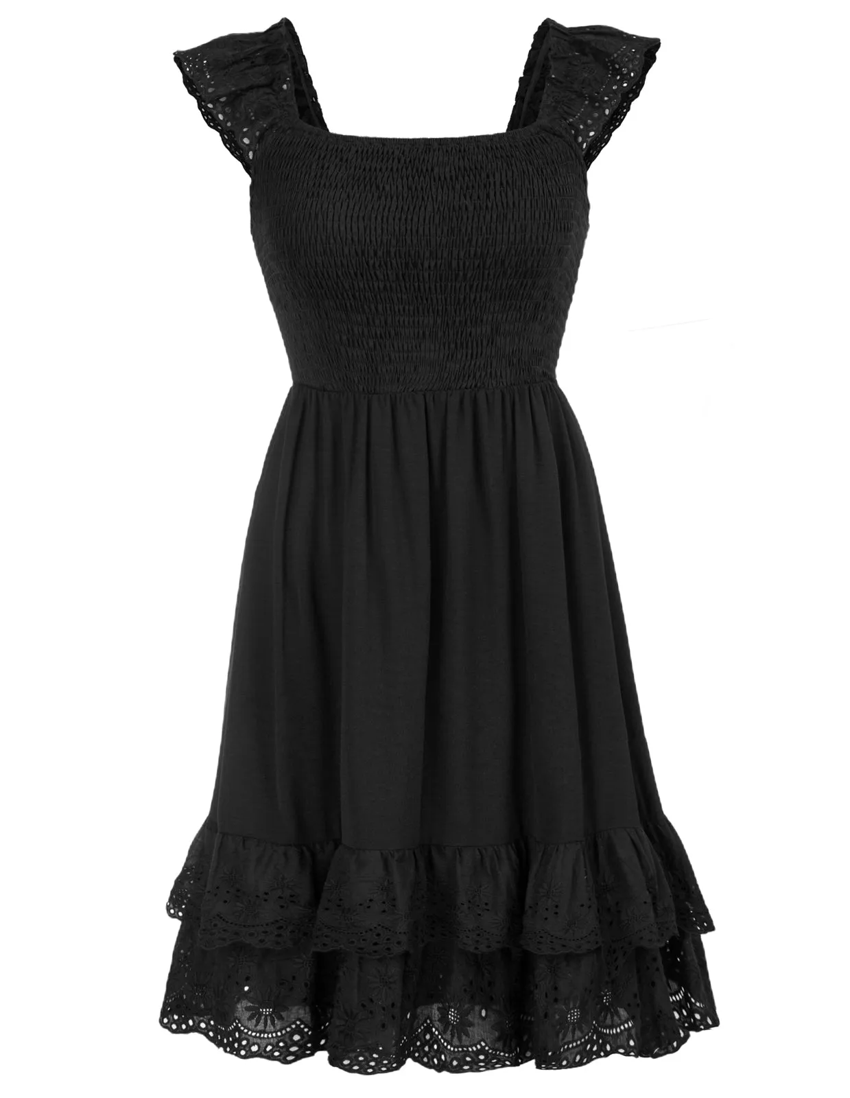 Sleeveless Smocked Bodice Tiered A-Line Dress
