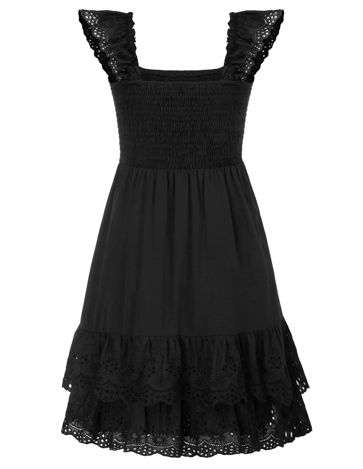 Sleeveless Smocked Bodice Tiered A-Line Dress