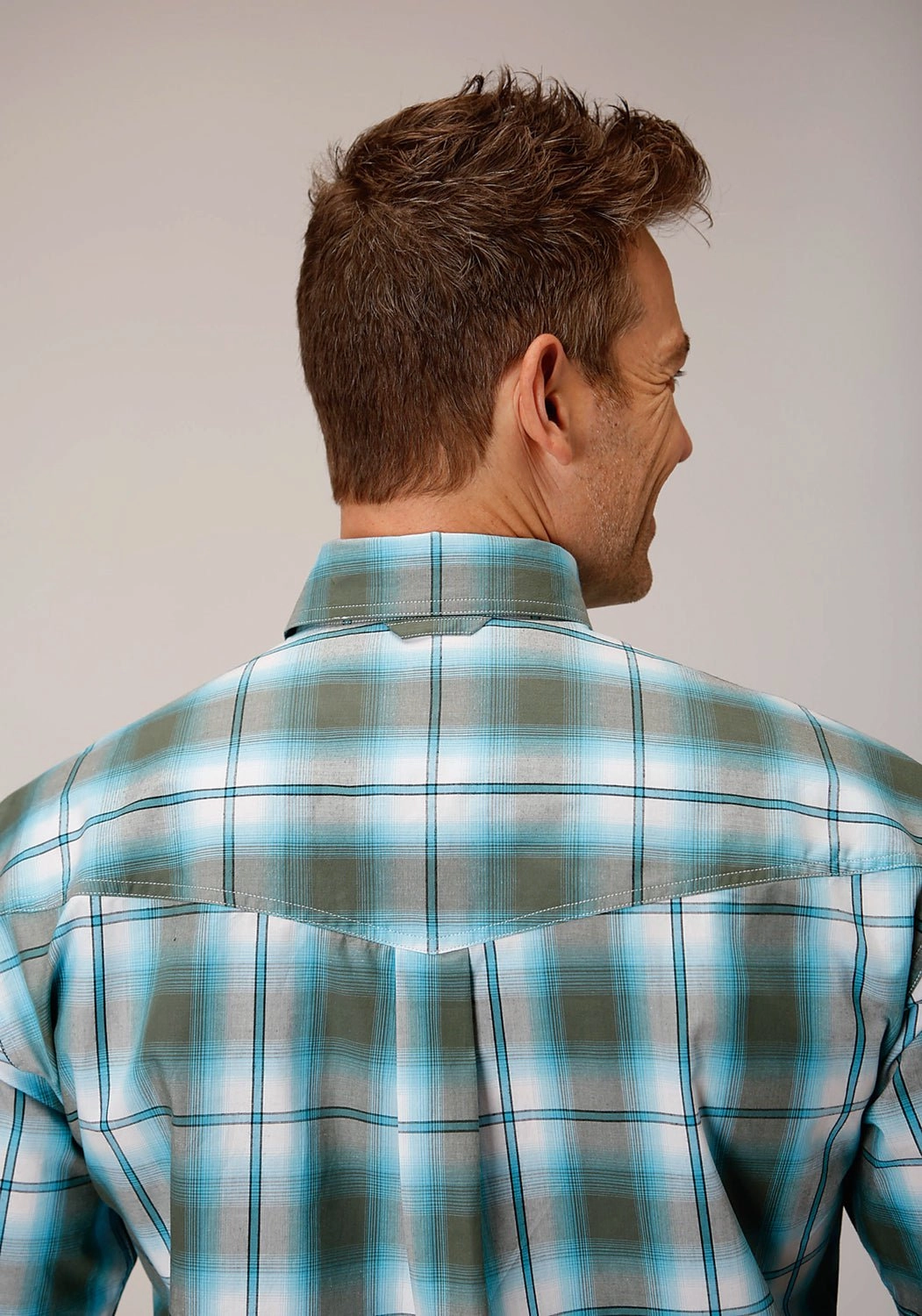 Roper Mens 1555 Meadow Plaid Green 100% Cotton Btn S/S Shirt Functional Comfort Active Lifestyle