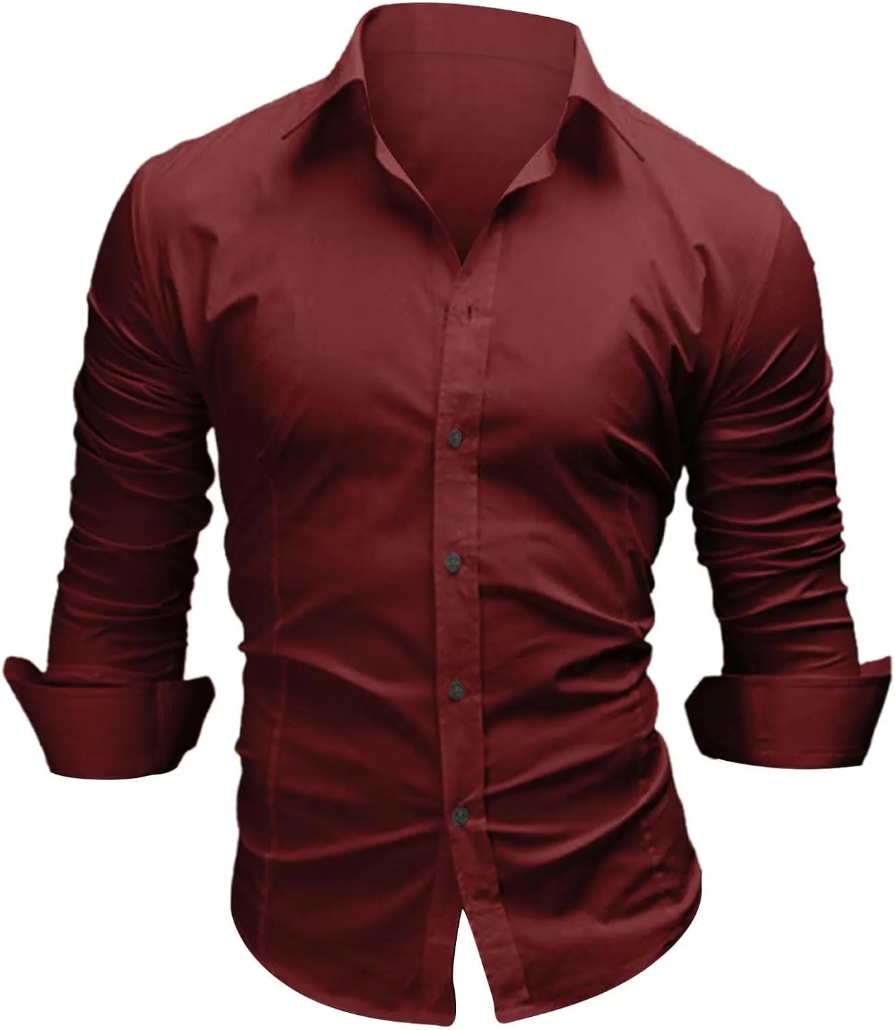 Slim Fit Dress Shirts for Men Cotton Long Sleeve Button Shirt Wrinkle Free Stretch Top Business Work Formal Shirt