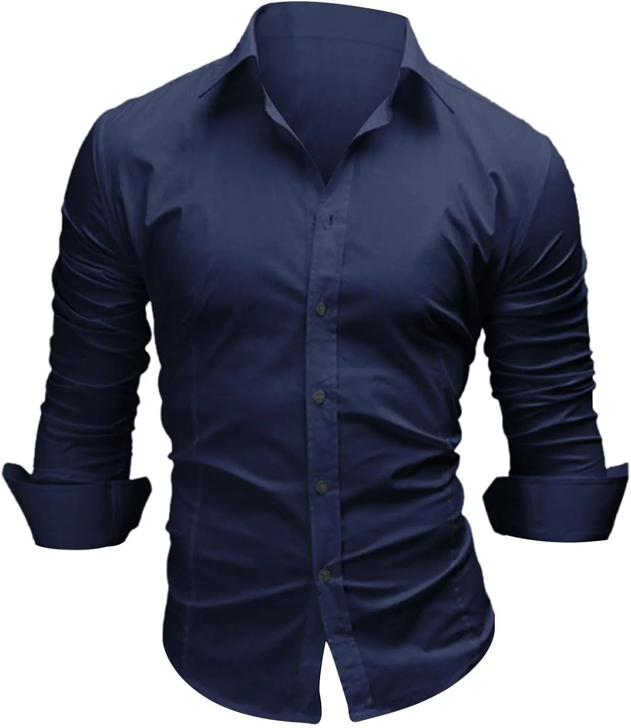 Slim Fit Dress Shirts for Men Cotton Long Sleeve Button Shirt Wrinkle Free Stretch Top Business Work Formal Shirt