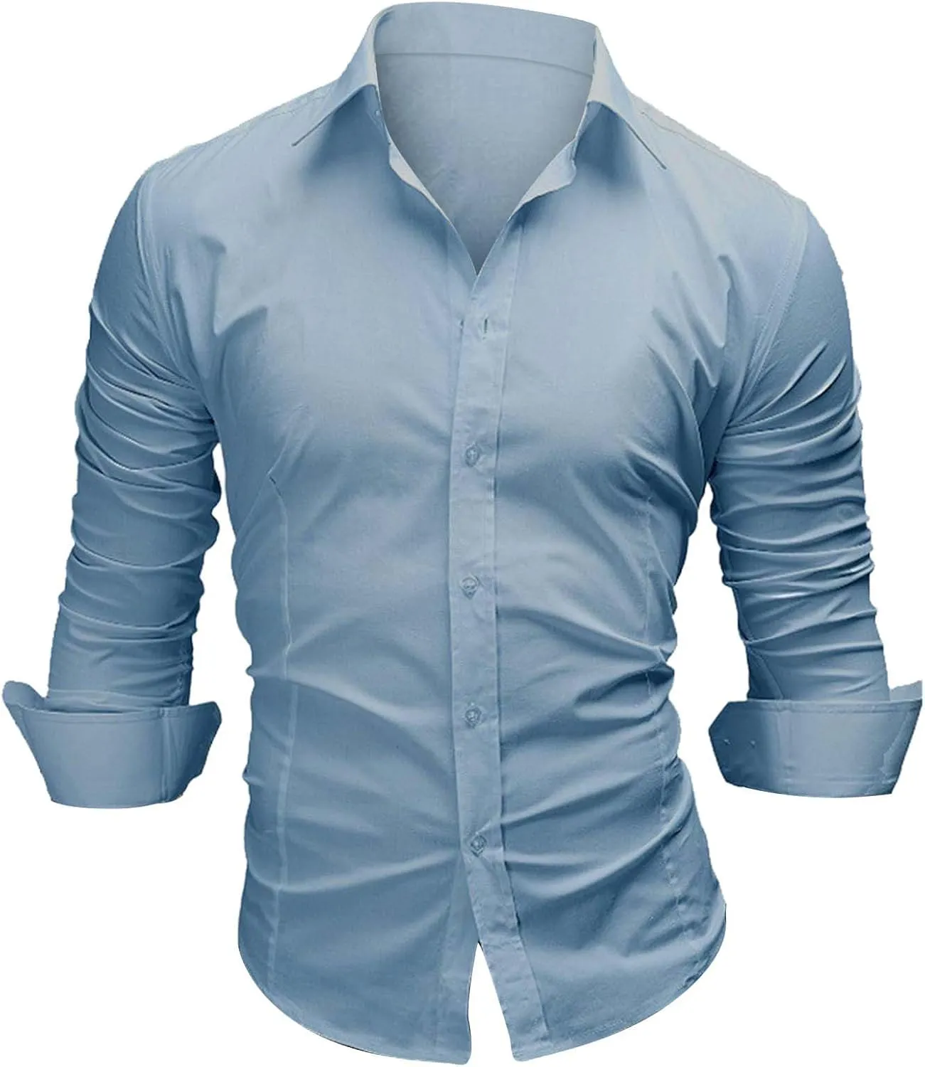 Slim Fit Dress Shirts for Men Cotton Long Sleeve Button Shirt Wrinkle Free Stretch Top Business Work Formal Shirt