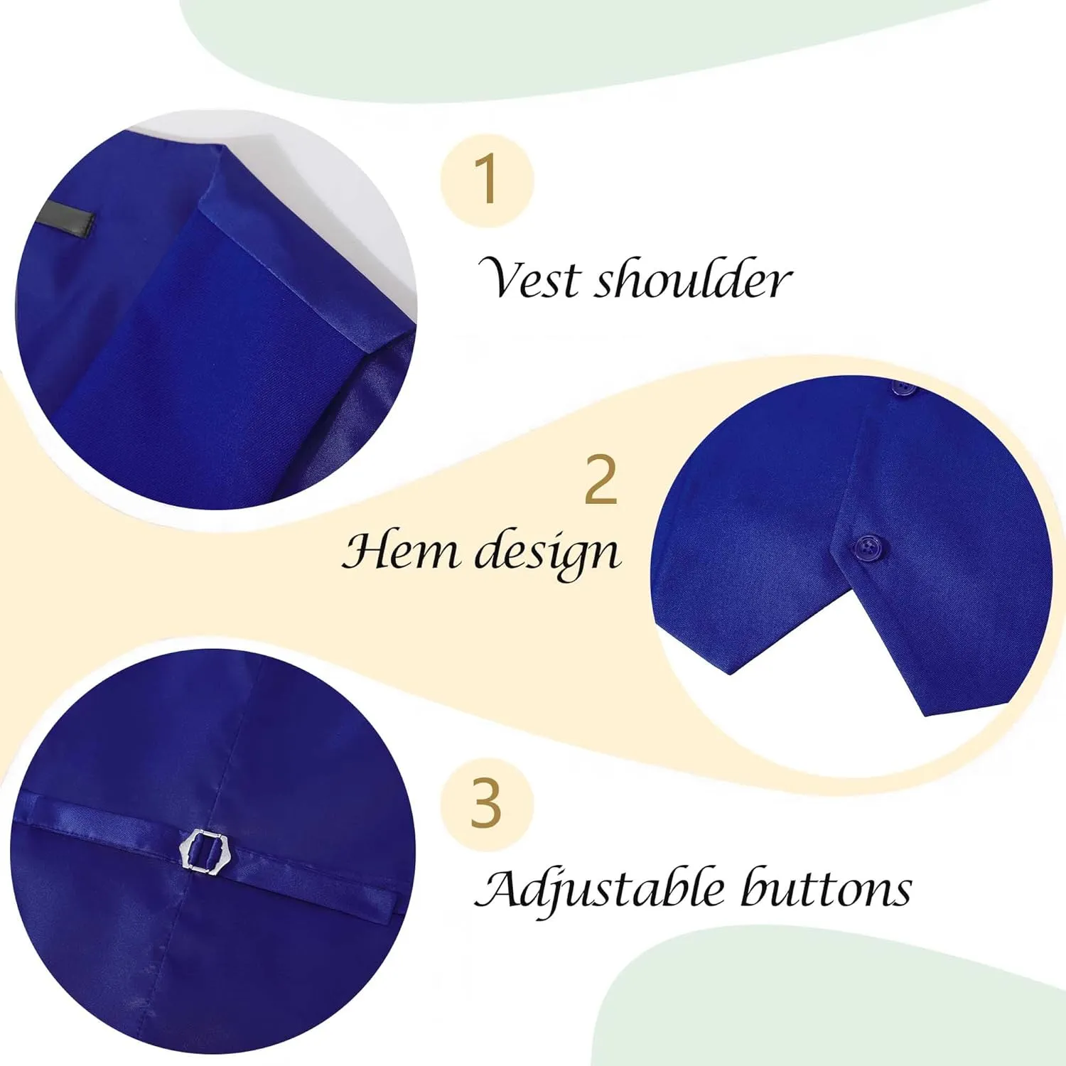 Slim Fit Suits for Men 3 Pieces Sets Tuxedo Blazer Vest Pants Notch Collar Bow Tie Prom Dinner Party Wedding Business