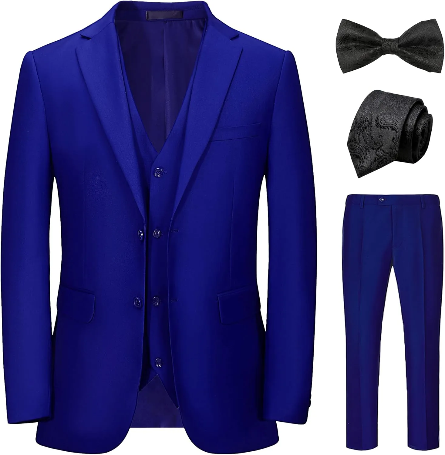 Slim Fit Suits for Men 3 Pieces Sets Tuxedo Blazer Vest Pants Notch Collar Bow Tie Prom Dinner Party Wedding Business