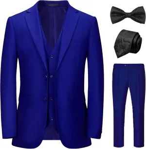 Slim Fit Suits for Men 3 Pieces Sets Tuxedo Blazer Vest Pants Notch Collar Bow Tie Prom Dinner Party Wedding Business