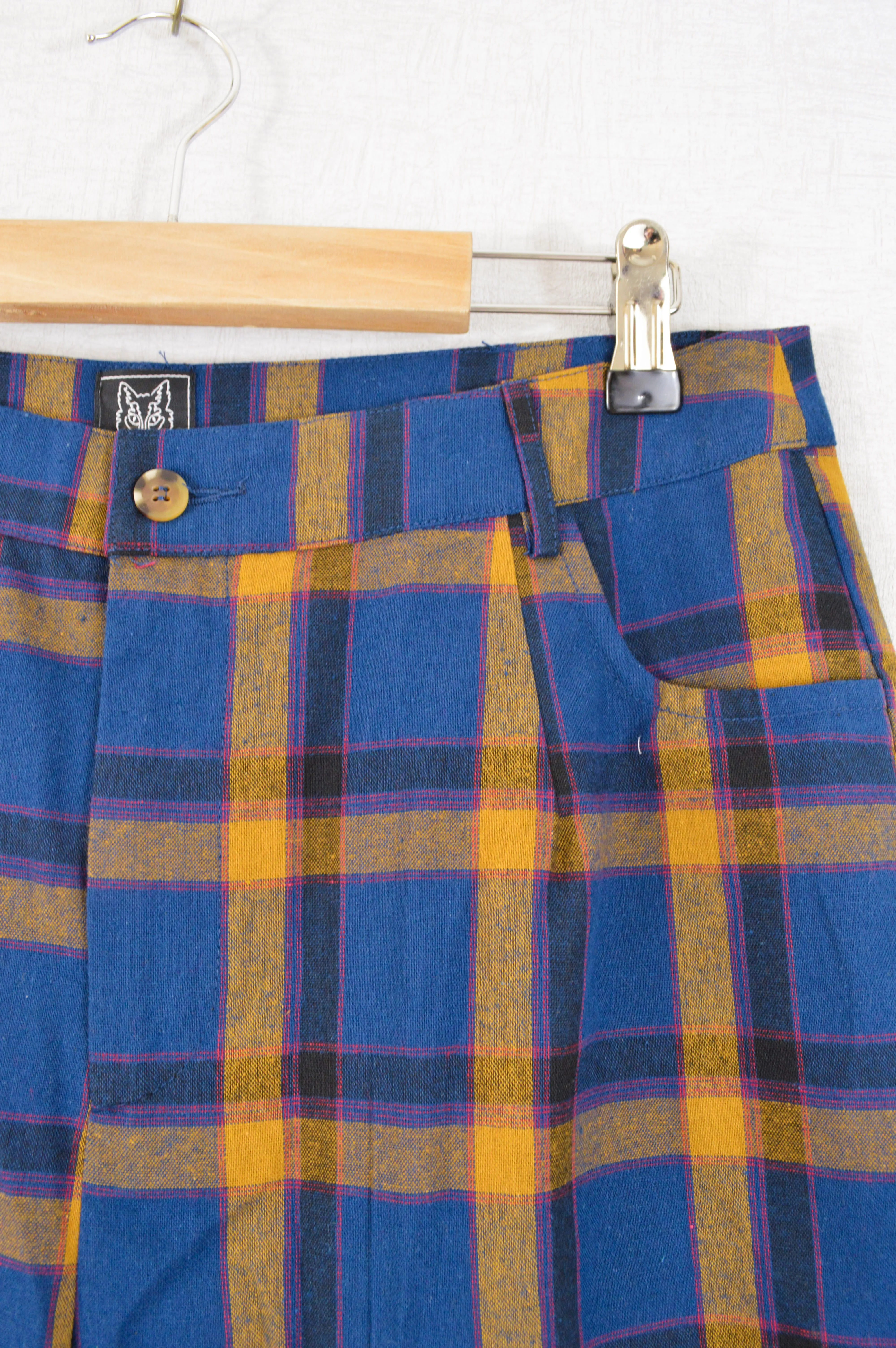 Slim Fit Tartan Check Trousers Navy Blue