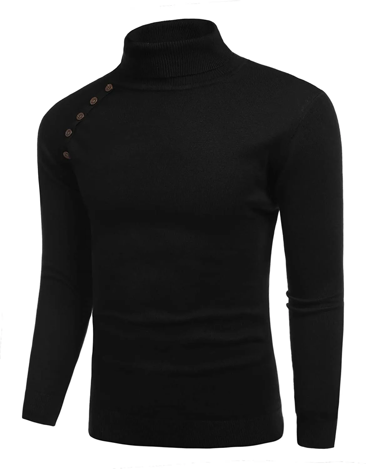 Slim Fit Turtleneck Black Knitted Pullover Sweaters