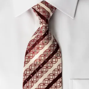 Smalto Rhinestone Necktie Burgundy White Striped On Silver With Silver Sparkles