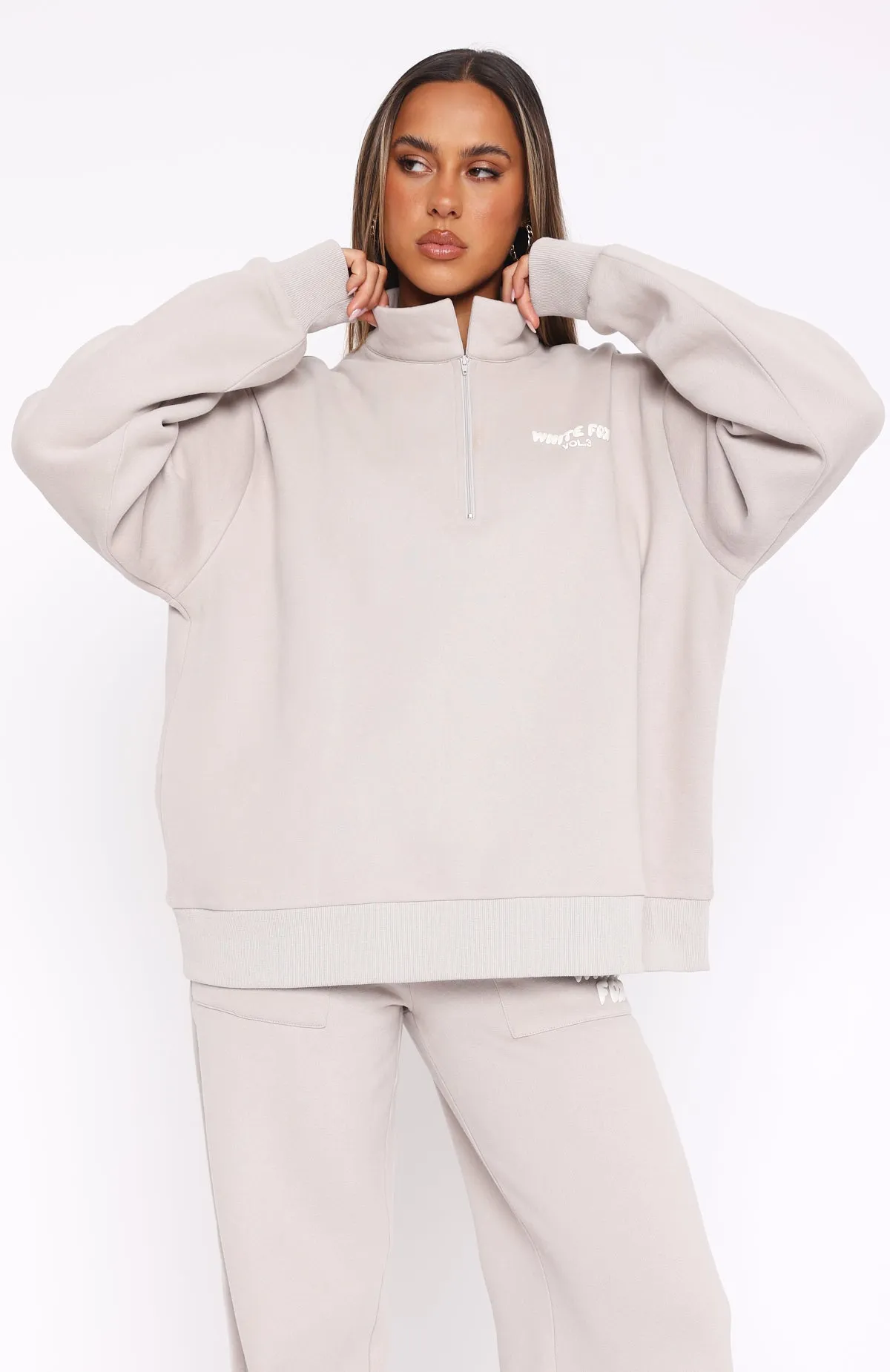 Offstage Zip Front Sweater Moon Ribbed Structure