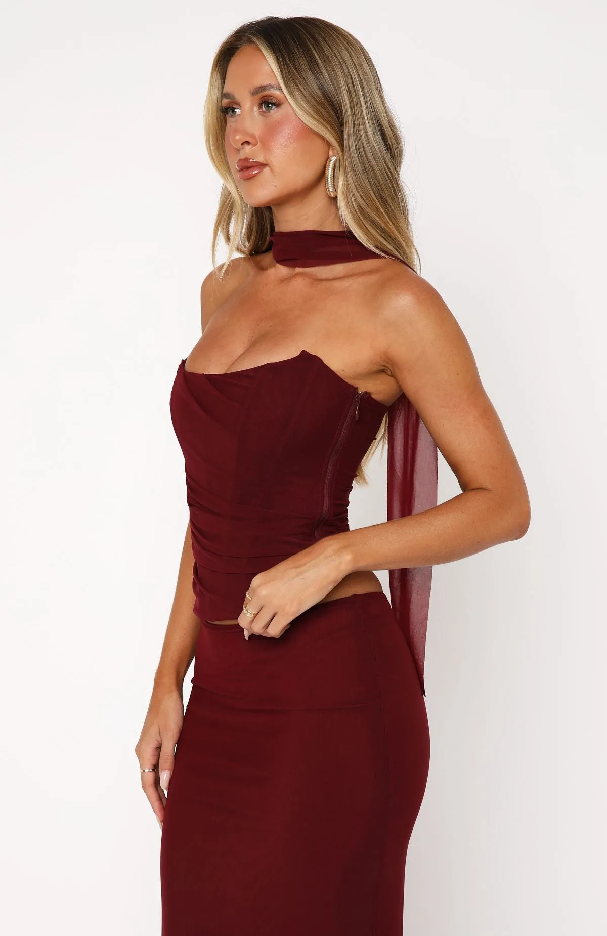 Lovers Lane Strapless Bustier Burgundy Timeless Trend Tonal Layering