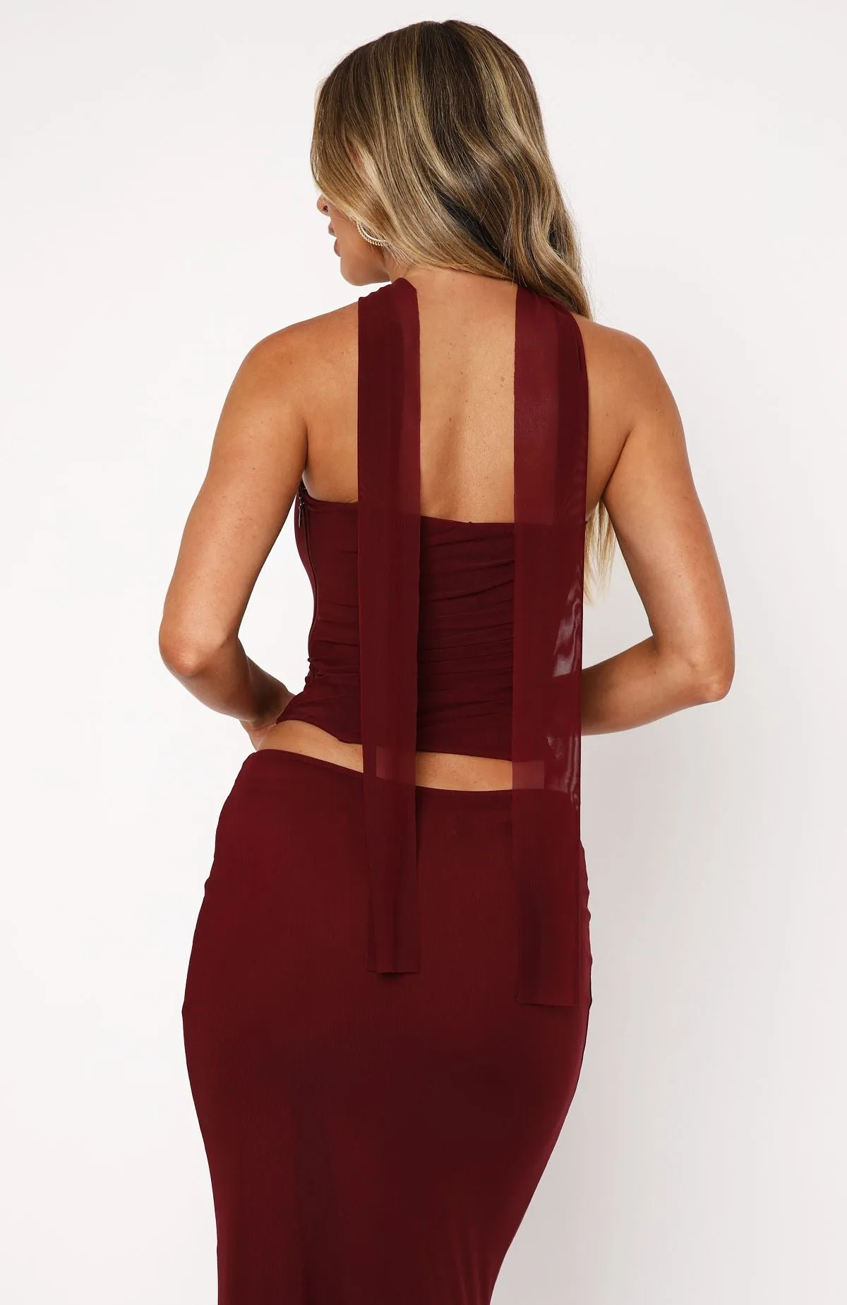 Lovers Lane Strapless Bustier Burgundy Photoshoot Ready Trendy Outfit