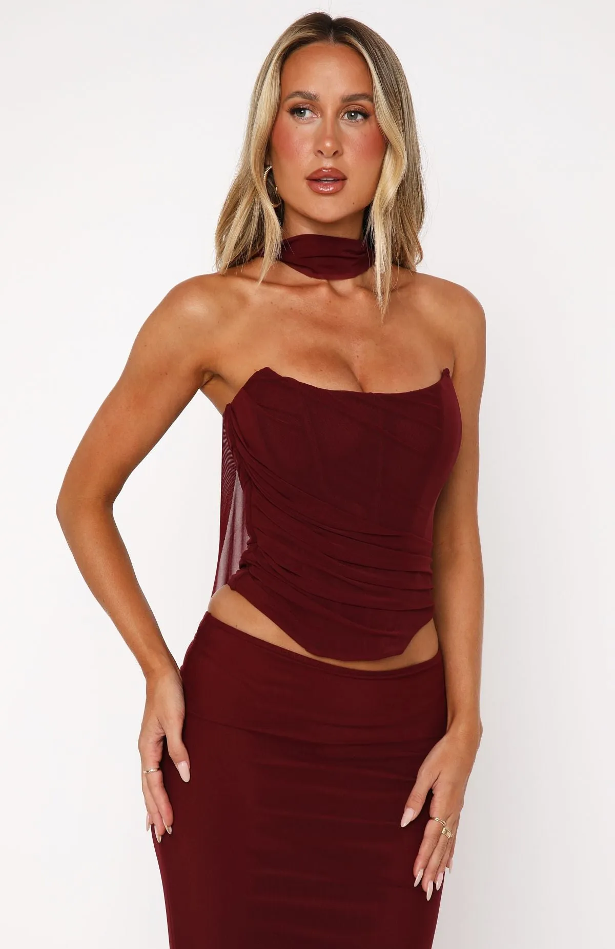 Lovers Lane Strapless Bustier Burgundy Fashion Mood Classic Touch