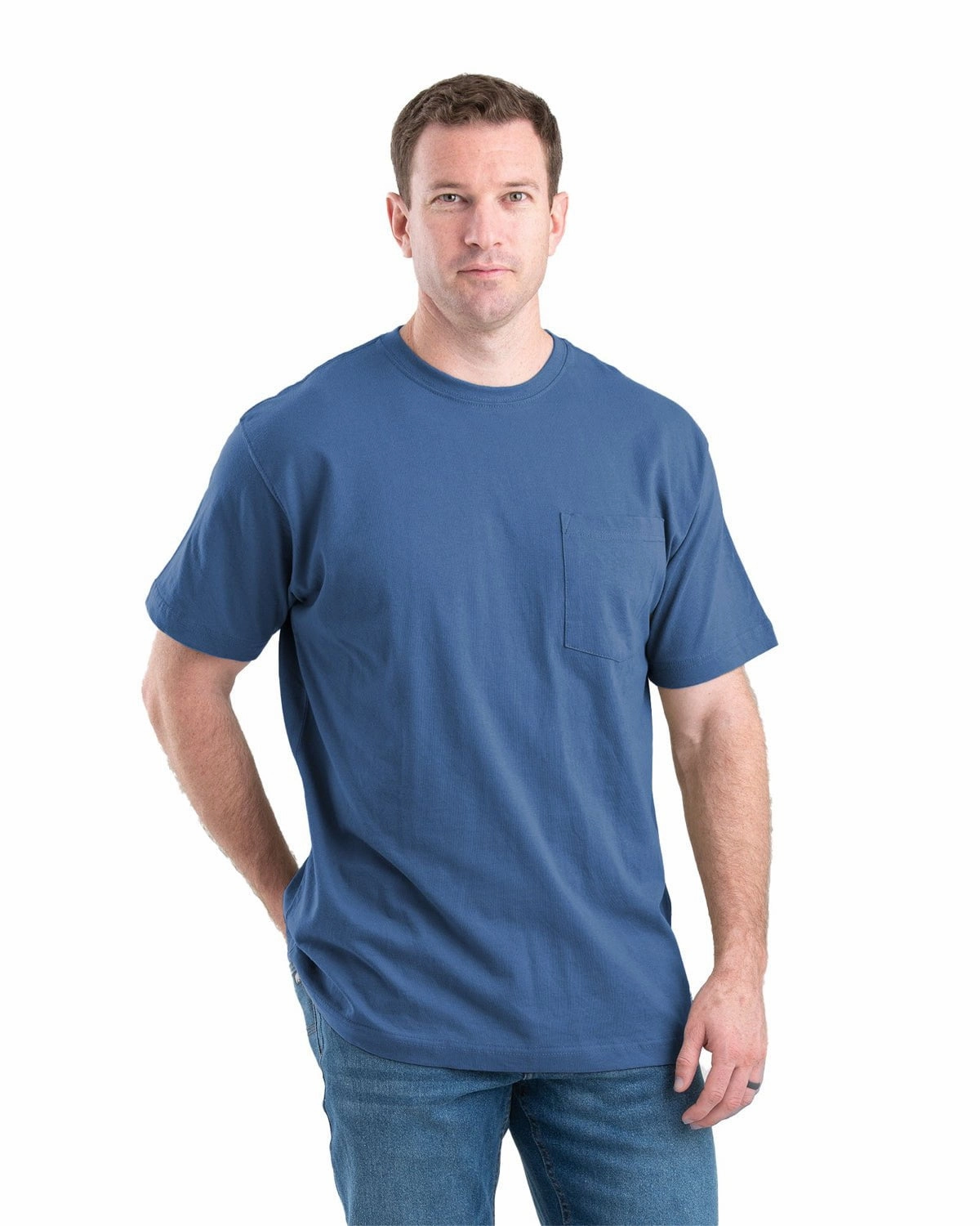 Berne Mens Heavyweight Pocket Tee Royal Blue 100% Cotton S/S T-Shirt Soft and Light Wear