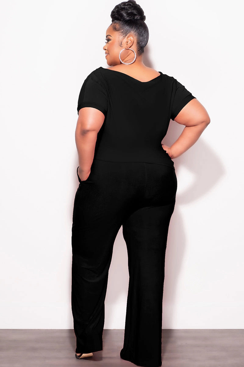 Final Sale Plus Size 2pc Top and Pants Set in Black All Use