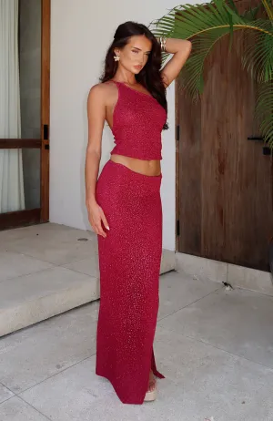 I'm Into You Knit Maxi Skirt Dragon Fruit Stretchable Waist Emerging Designer