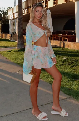 Relaxed Vibe Embroidered Detail Aura Wave Mini Skirt Seaside Mottle