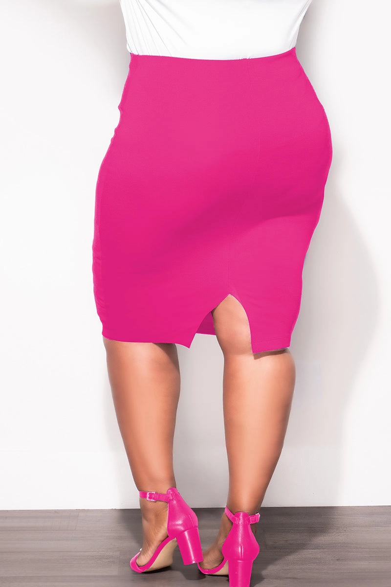 Tear Resistant Design Sweat Resistant Final Sale Plus Size Pencil Skirt in Magenta