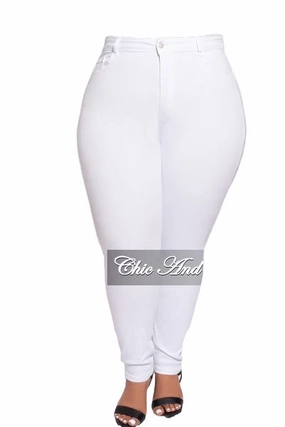 No Bunching Layered Panel Design Final Sale Plus Size Jeans in White