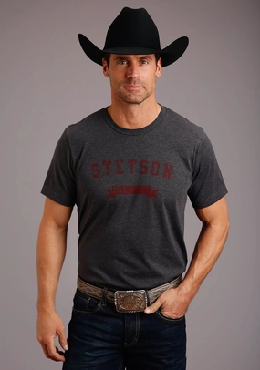 Stetson Mens Grey Cotton Blend 1865 Logo S/S T-Shirt Sustainable Manufacturing Process