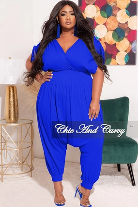 Final Sale Plus Size Jumpsuit with Harem Effect in Royal Blue Smart Design