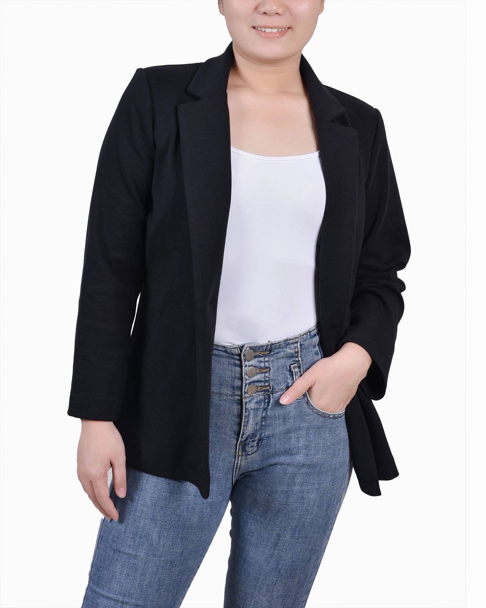Tagless Comfort 3/4 Sleeve Ponte Jacket