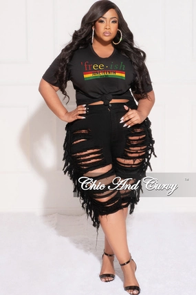 No Fuss Fit Final Sale Plus Size "Free-ish Since 1865" Juneteenth T-Shirt in Black