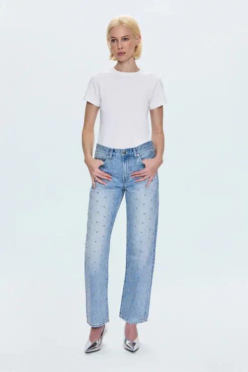 Lexi Mid Rise Bowed Straight Jean Sport Comfort