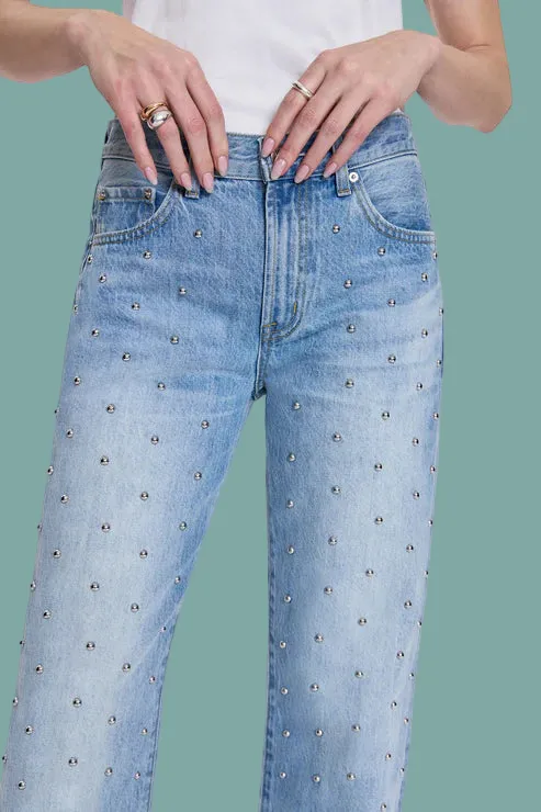 Lexi Mid Rise Bowed Straight Jean Performance Layer