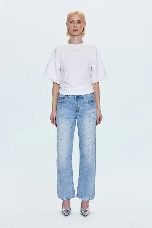 Performance Fit Minimalist Look Lexi Mid Rise Bowed Straight Jean
