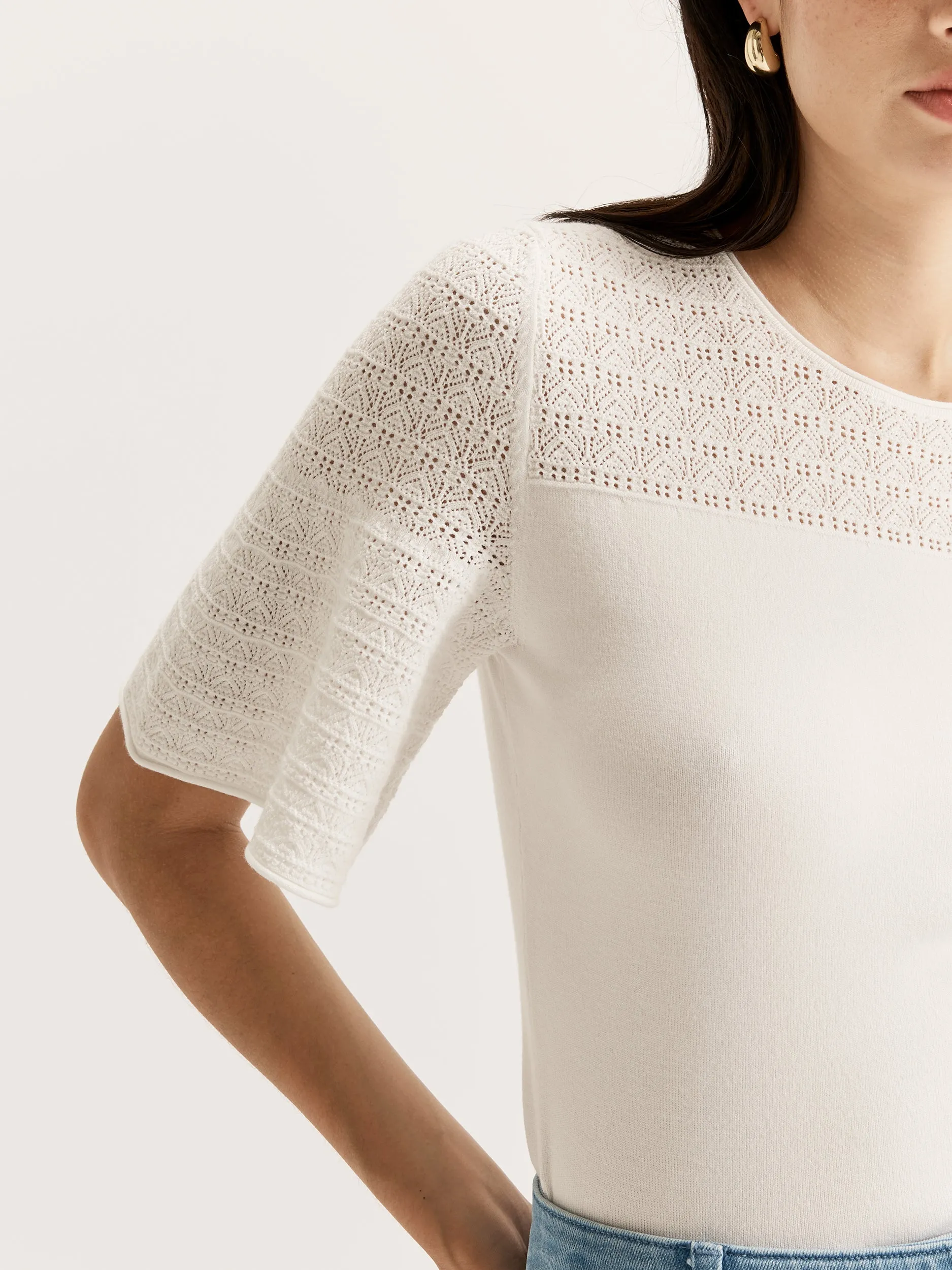 Diane Knit Top hypoallergenic material Layered Collar Structure