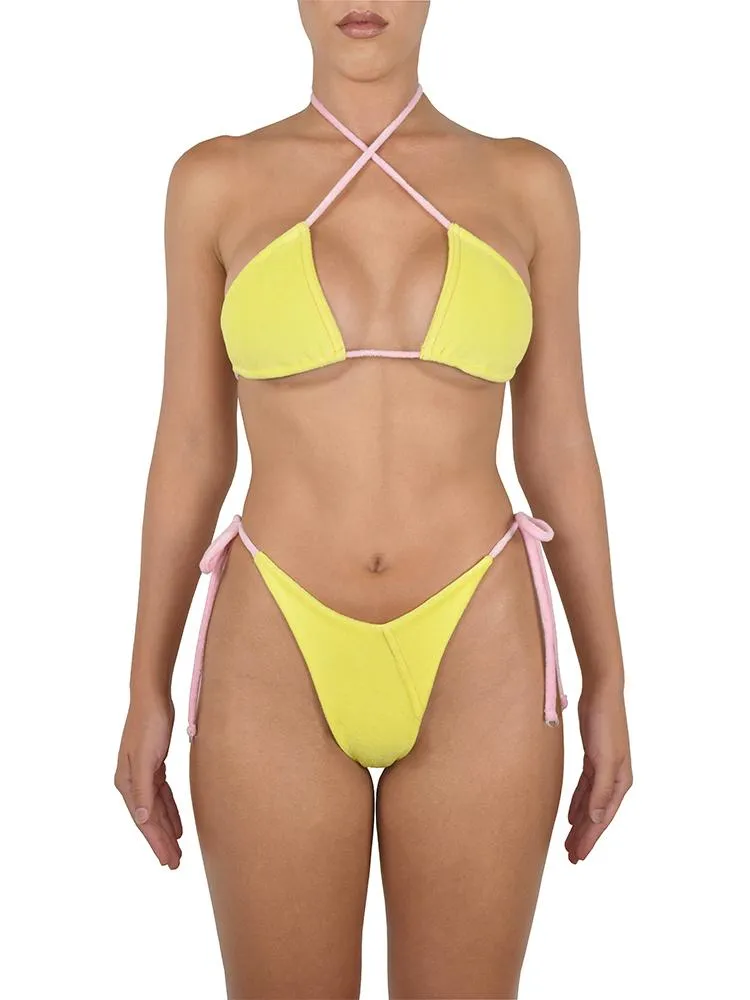 Flexible Collar Opening MARTINI TERRY BIKINI TOP | LEMON