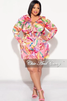 Final Sale Plus Size Satin Romper in Pink Floral Print Casual Look relaxed shape