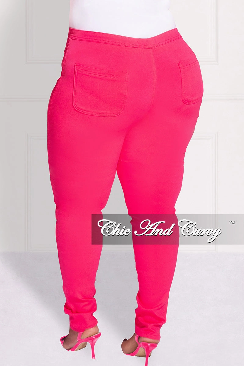 Final Sale Plus Size Jeans in Fuchsia (Jeans Only) Durable Stitching