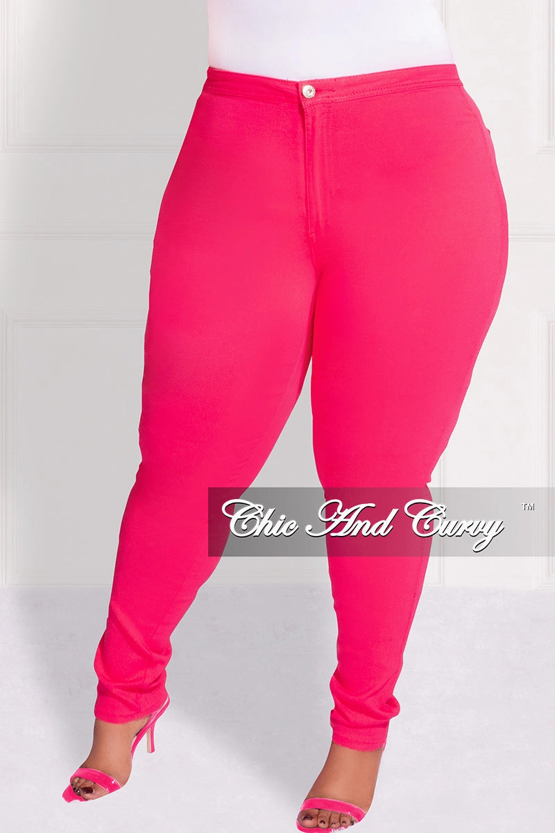 Final Sale Plus Size Jeans in Fuchsia (Jeans Only) work mode High Durability Thread