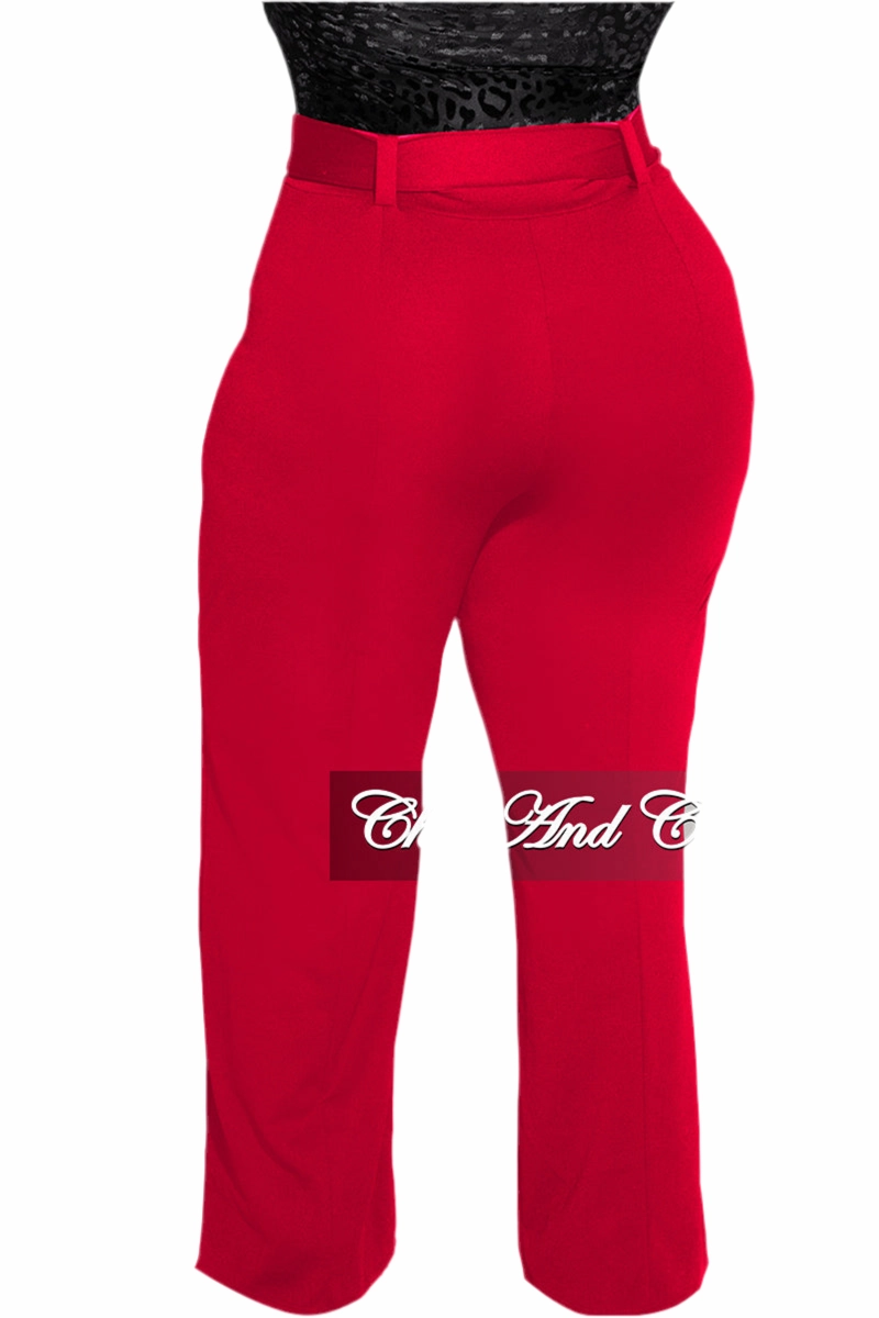 Cozy Material Daily Wear Final Sale Plus Size High-Waist Wide Leg Pants in Red