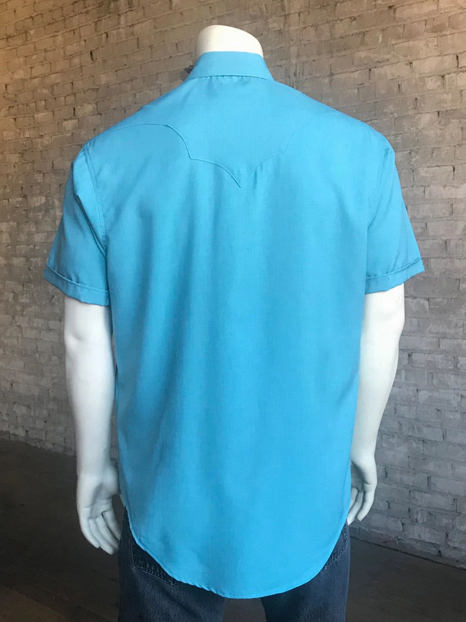 Rockmount Mens Aqua Polyester UV Protection Western S/S Shirt Trendy Layer