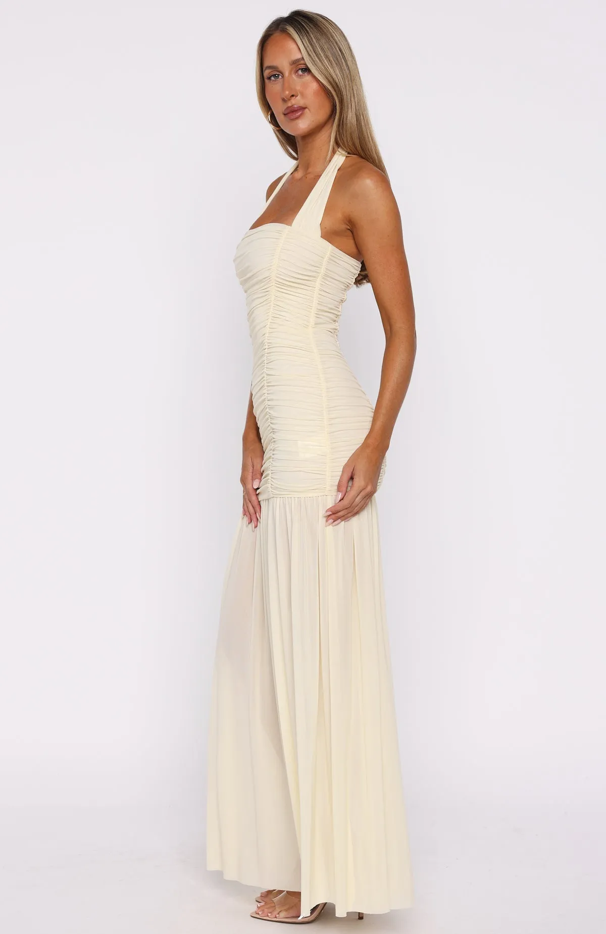 Flatlock Seam Unbothered Always Halter Maxi Dress Butter