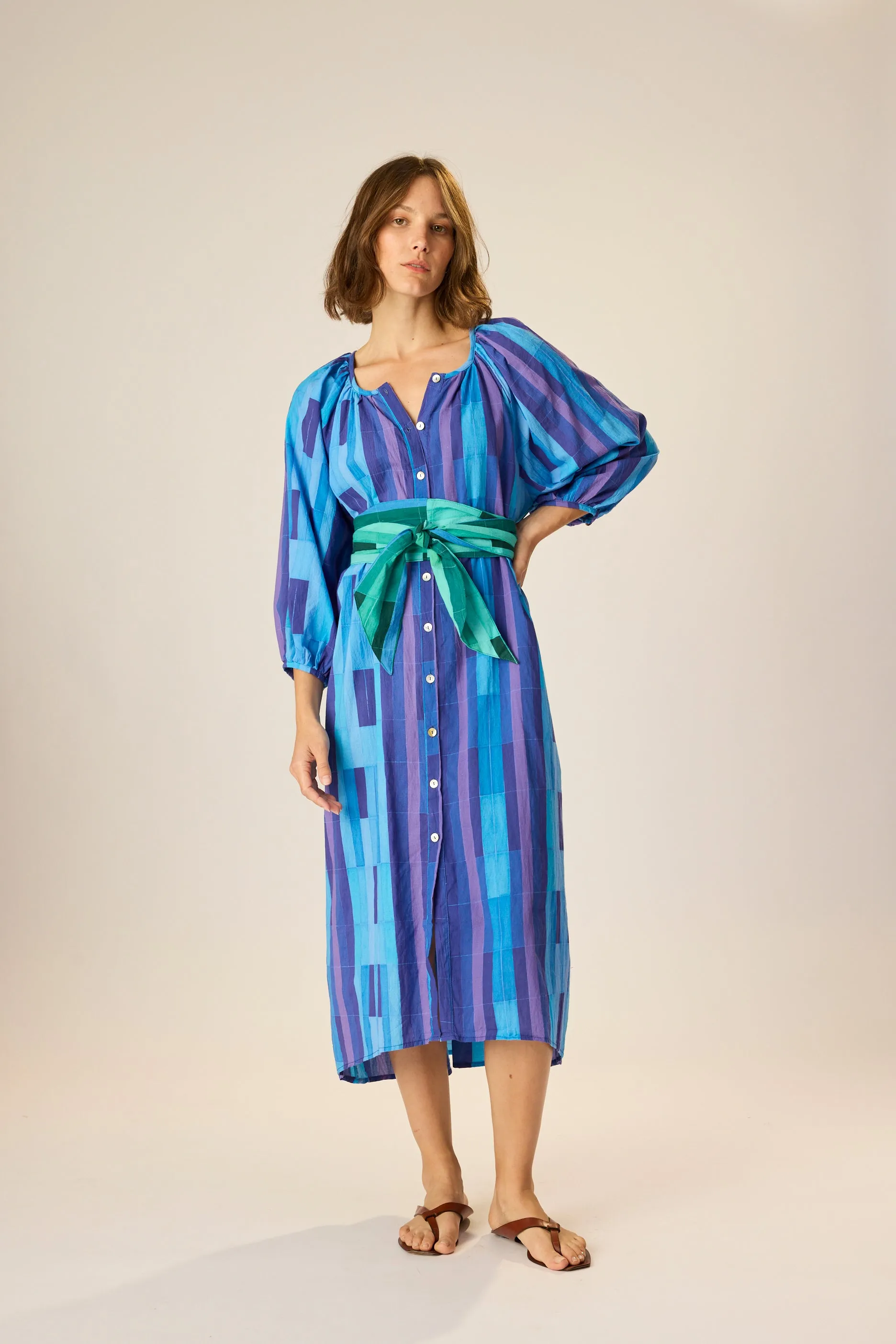 Casual Long Sleeve ALEX MIDI WITH SASH