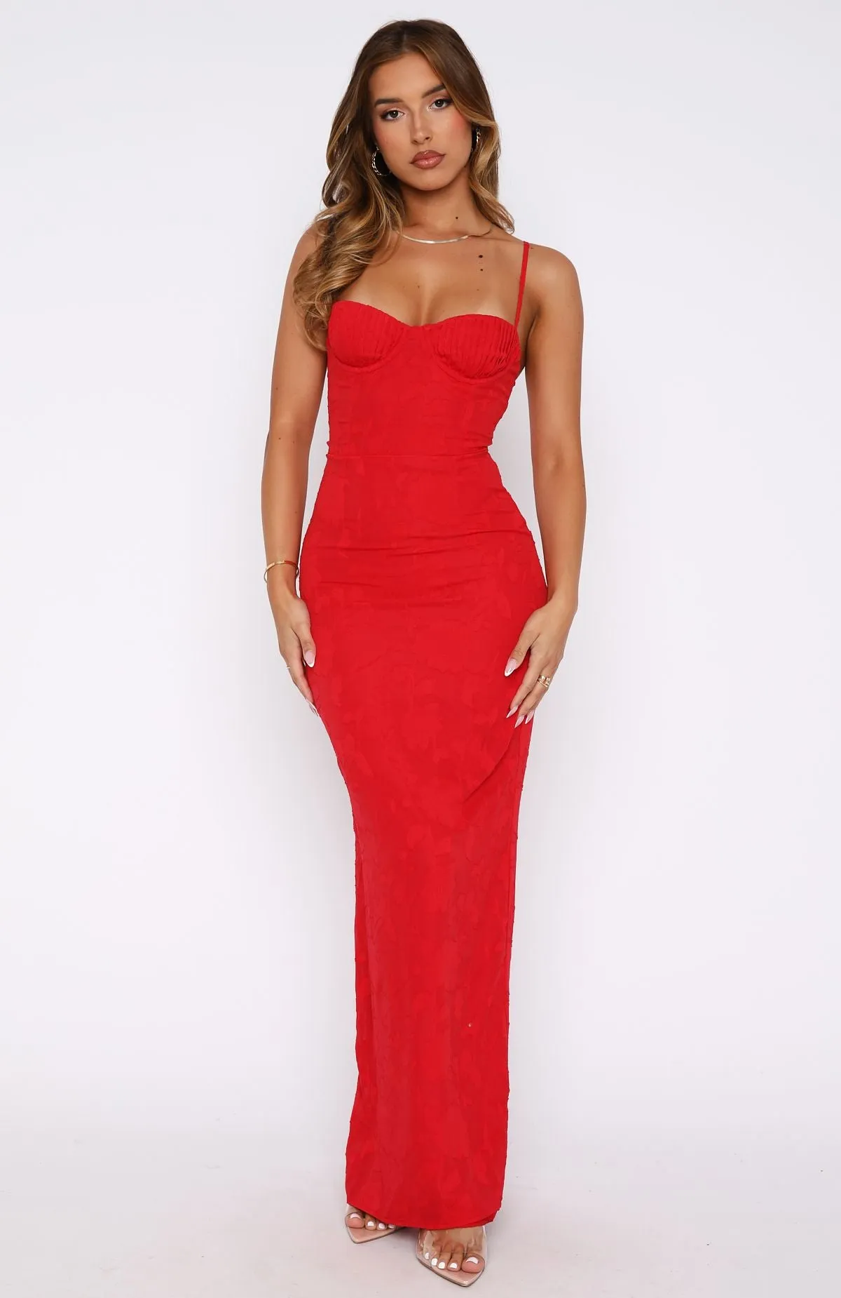 Poppy Dream Maxi Dress Red BondedShoulder