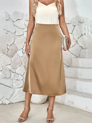 Solid Color Split-Joint A-Line Loose Skirts Bottoms