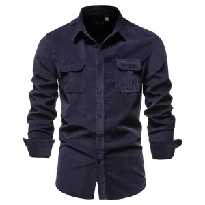 Solid Corduroy Slim Fit Shirts