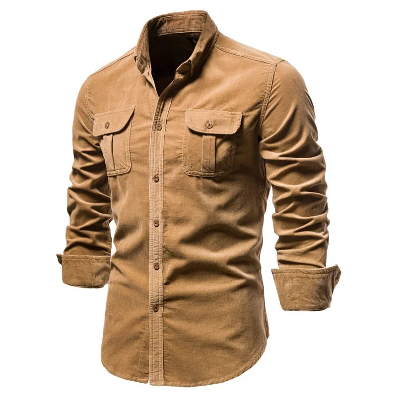Solid Corduroy Slim Fit Shirts