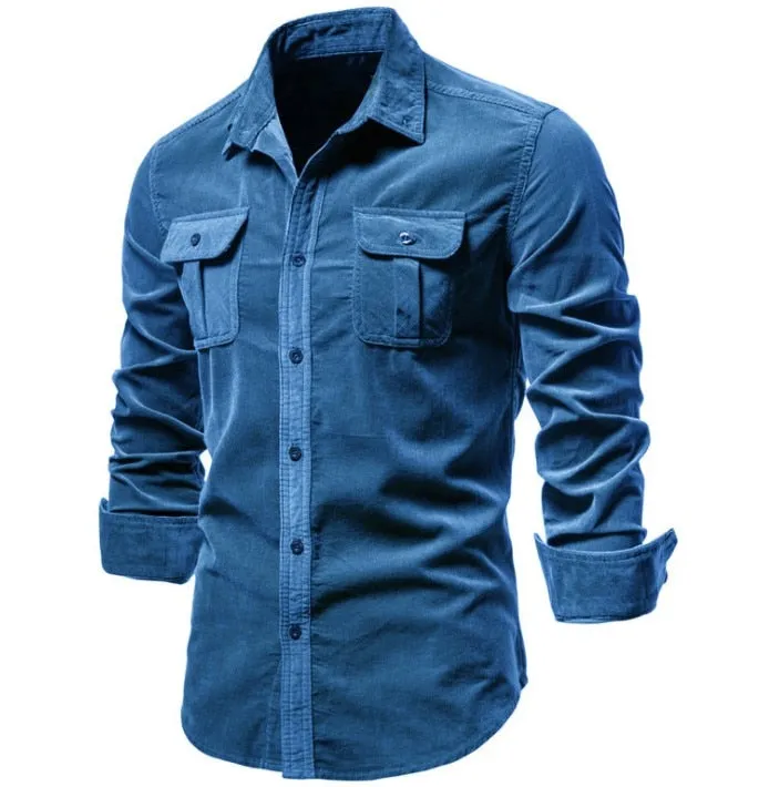 Solid Corduroy Slim Fit Shirts
