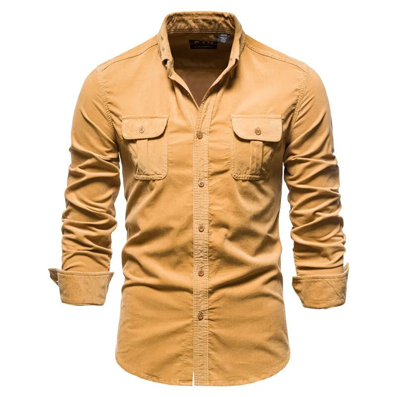 Solid Corduroy Slim Fit Shirts