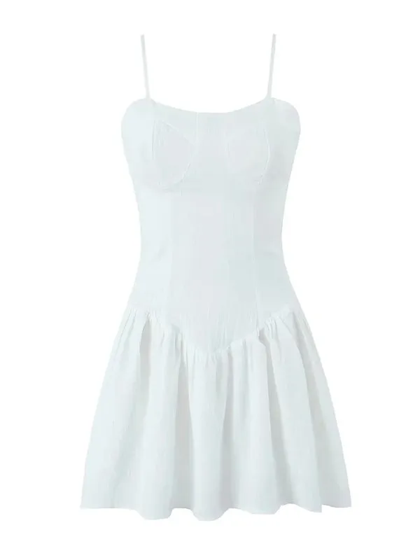 Solid Drop-Waist Fit & Flare Cami Mini Dress