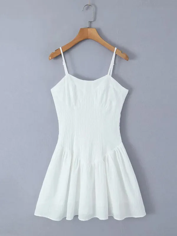 Solid Drop-Waist Fit & Flare Cami Mini Dress