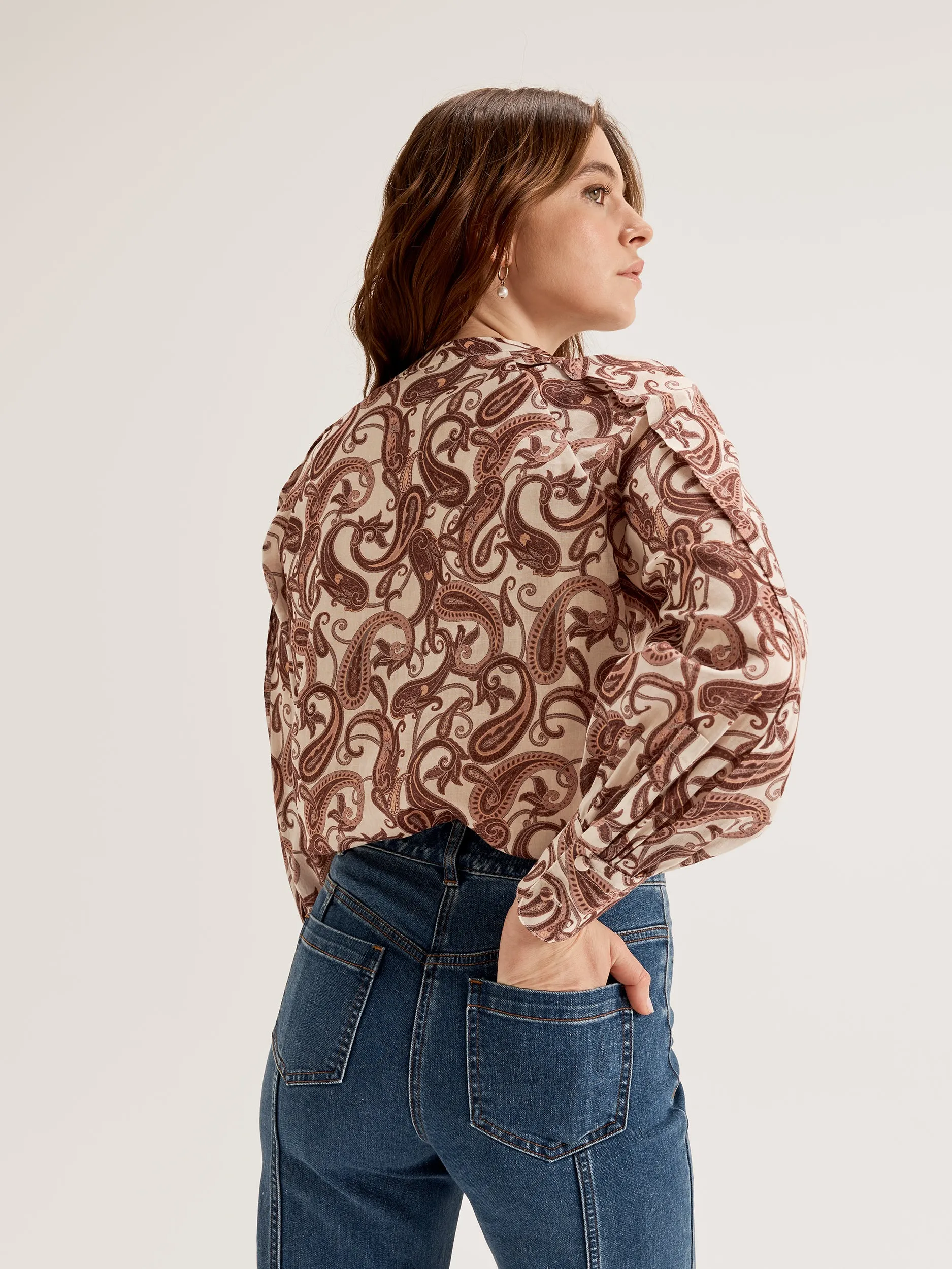 Airflow Mesh Panel WideNeckline Sorrento Paisley Blouse