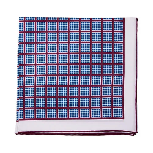 Sovereign Grade White/Burgundy Quadrant Pocket Square