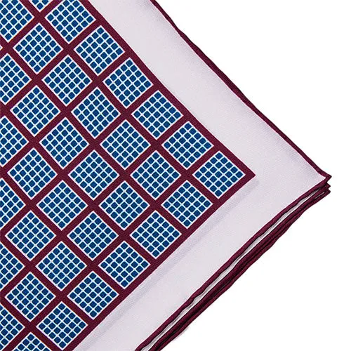 Sovereign Grade White/Burgundy Quadrant Pocket Square
